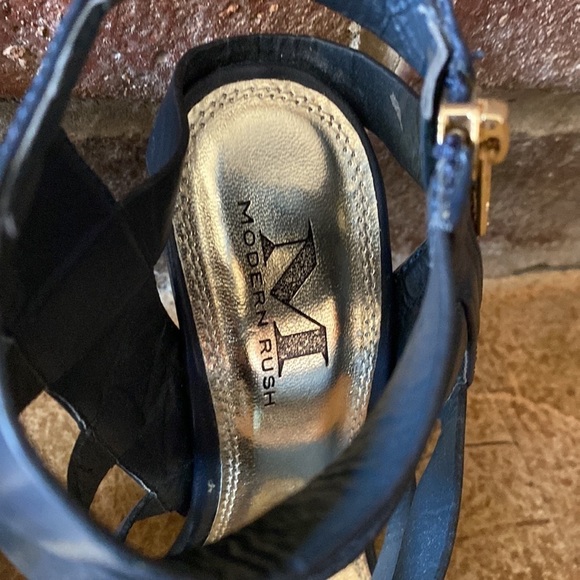 Modern‎ Rush Navy leather strappy heel sandals - Picture 4 of 8